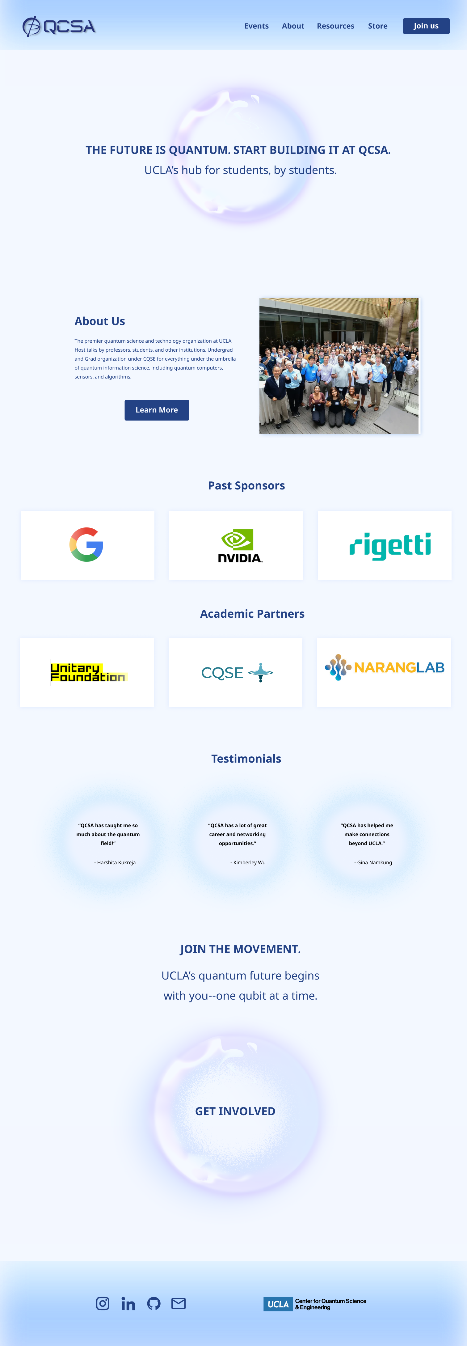 Redesigned QCSA home page