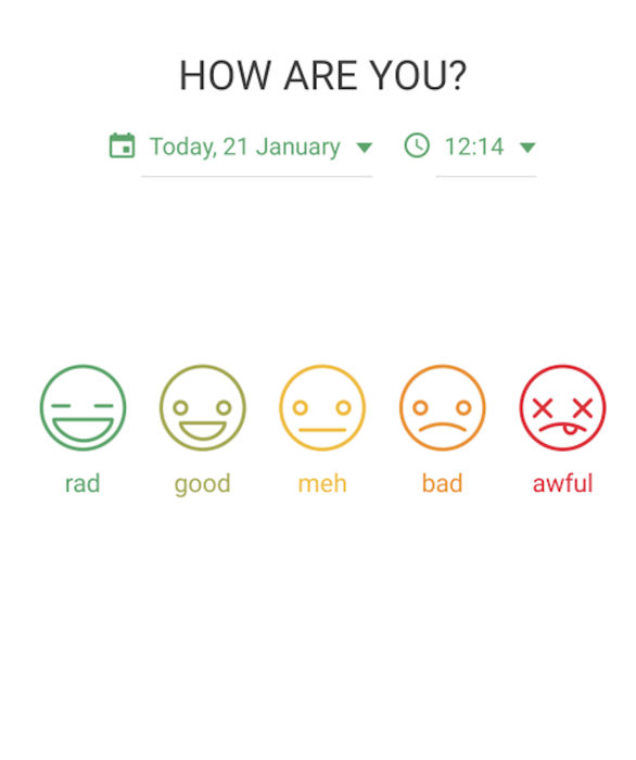 Daylio mood check-in screen