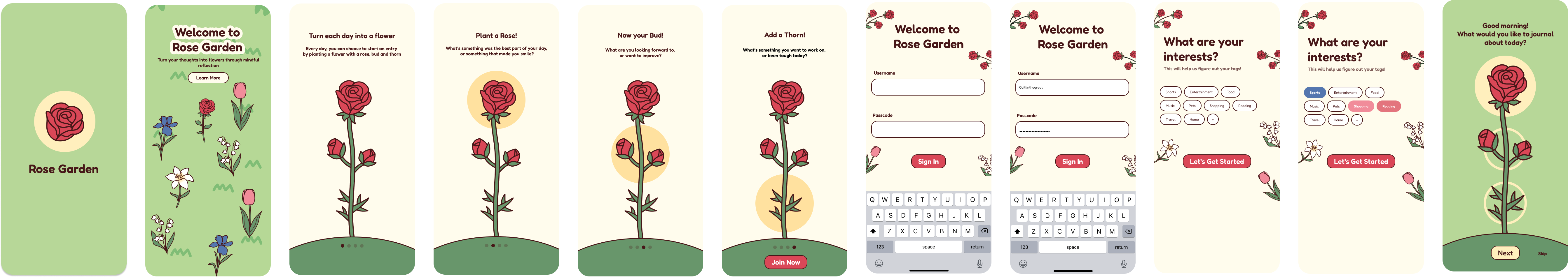 High-fidelity onboarding flow screens with final illustrations and color